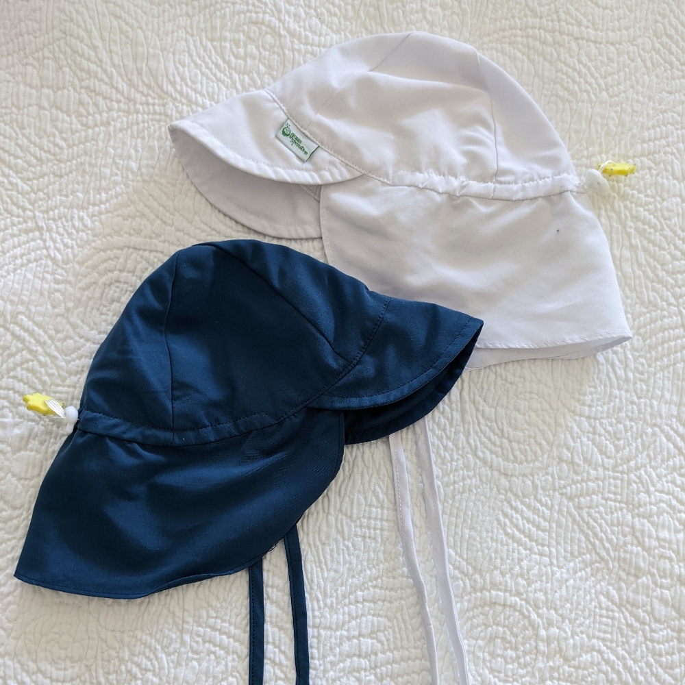 Two iplay Green Sprouts breathable sun hat with flap UPF 50+ size 0-6 months